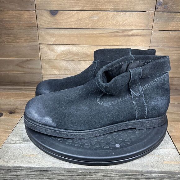 UGG Womens Sz 8.5 Black Josefene Cuff Suede Ankle Casual Zip Up Boots NO INSOLES - Picture 3 of 10